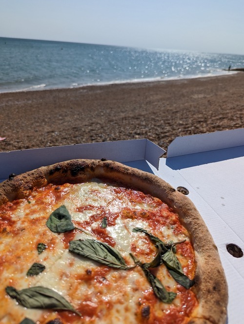 Pizza on a beach